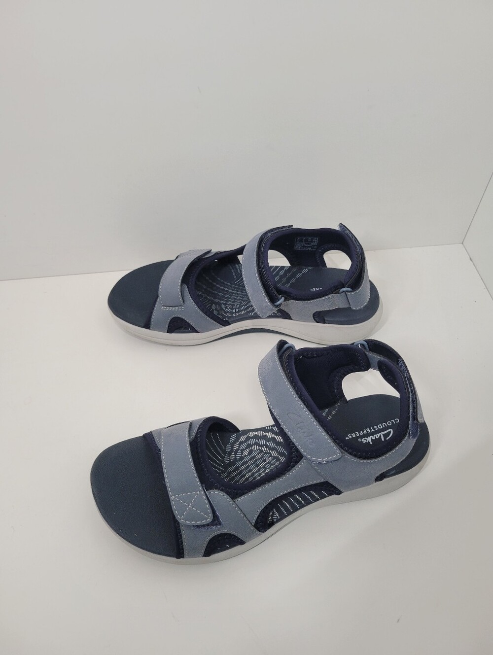 Clarks Cloud Steppers Mira Bay Blue Gray Adjustable Strap Comfort Sandal Women 8 - Picture 4 of 6